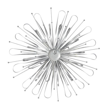 SILVER METAL STARBURST WALL DECOR WITH ORB DETAILING