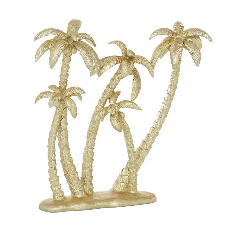 Gold Polyresin Coastal Palm Tree Sculpture,
