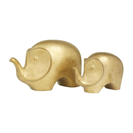 GOLD CERAMIC ELEPHANT SCULPTURE,