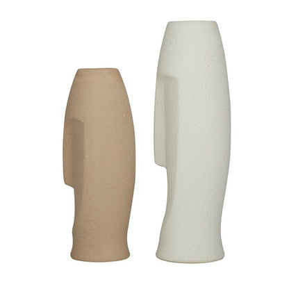 MULTI COLORED CERAMIC EASTER ISLAND HEAD VASE,