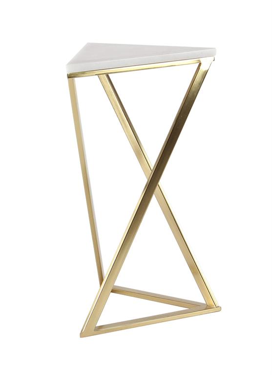 GOLD METAL ACCENT TABLE WITH MARBLE TOP, SET OF 2