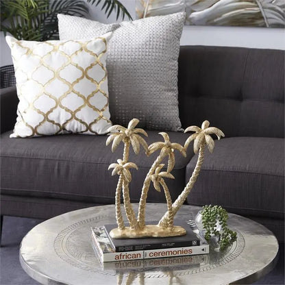 Gold Polyresin Coastal Palm Tree Sculpture,