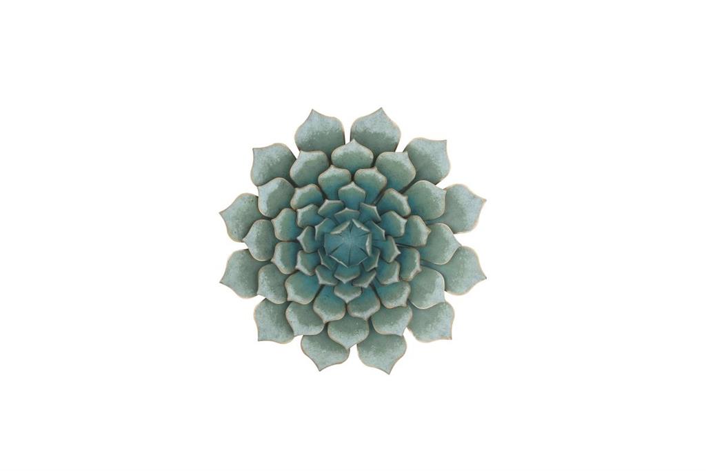 TEAL METAL FLORAL WALL DECOR