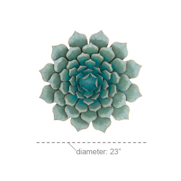 TEAL METAL FLORAL WALL DECOR