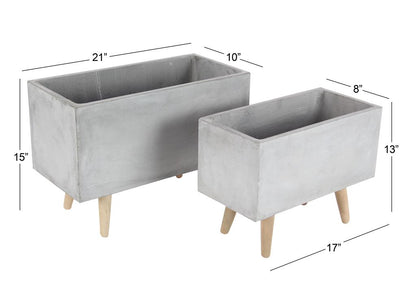 GREY FIBER CLAY CONTEMPORARY PLANTER