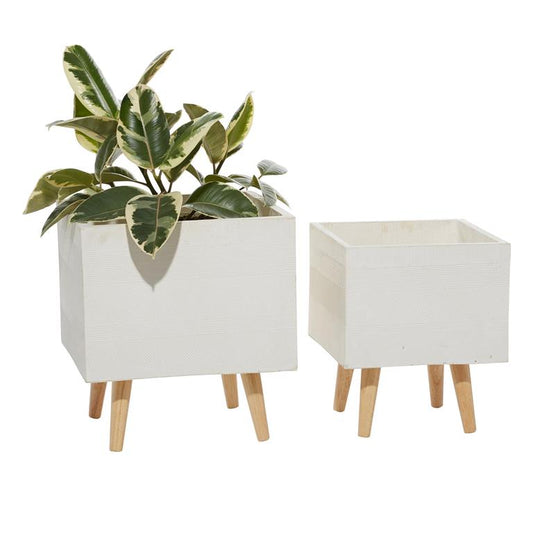 WHITE CERAMIC CONTEMPORARY PLANTER