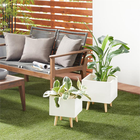 WHITE CERAMIC CONTEMPORARY PLANTER