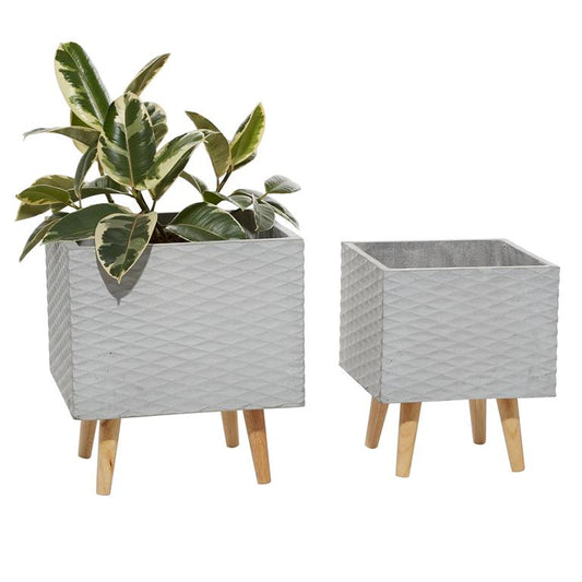 GRAY CERAMIC CONTEMPORARY PLANTER