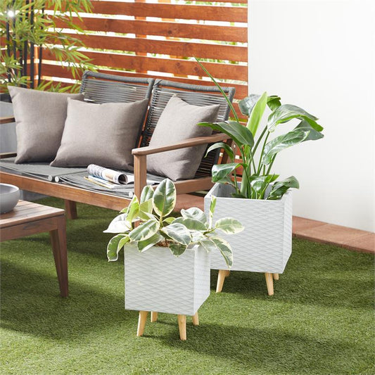 GRAY CERAMIC CONTEMPORARY PLANTER