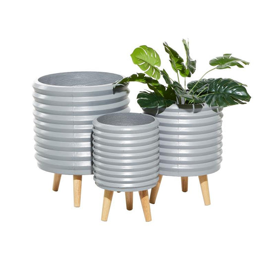 GRAY MAGNESIUM OXIDE CONTEMPORARY PLANTER