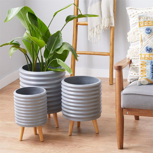 GRAY MAGNESIUM OXIDE CONTEMPORARY PLANTER