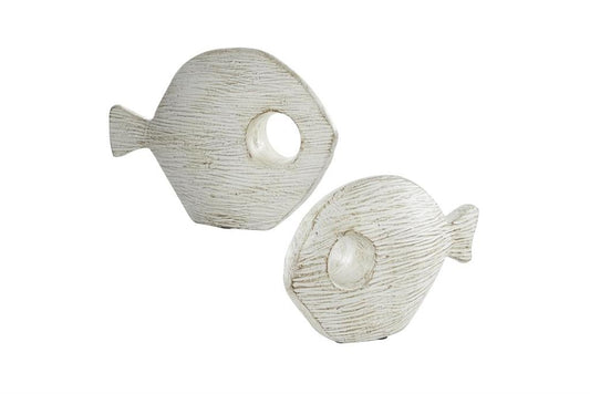WHITE CERAMIC FISH SCULPTURE