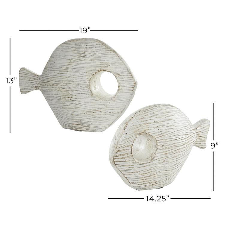 WHITE CERAMIC FISH SCULPTURE