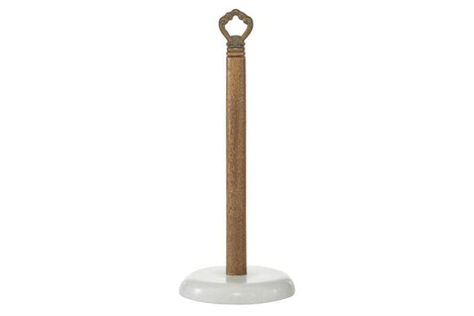WHITE MARBLE PAPER TOWEL HOLDER WITH WOOD POST