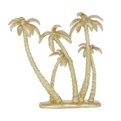 Gold Polyresin Coastal Palm Tree Sculpture,