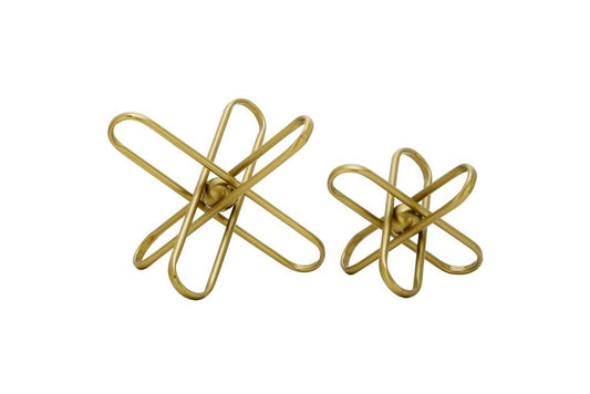 COSMOLIVING BY COSMOPOLITAN GOLD METAL GEOMETRIC SCULPTURE WITH PAPER CLIP ACCENTS