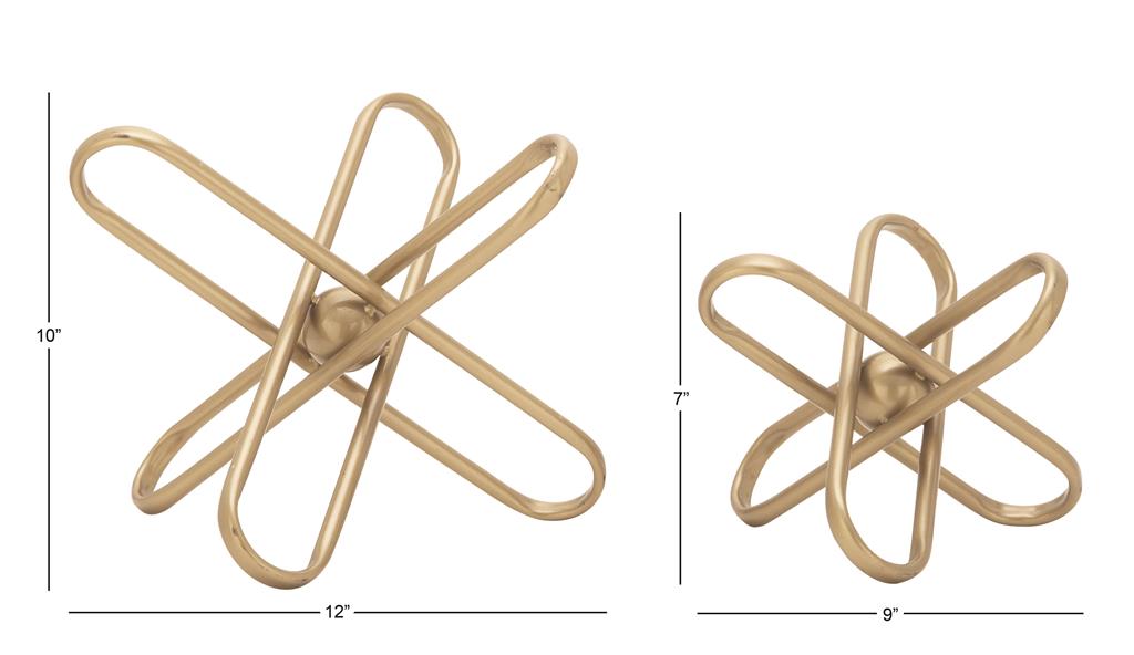 COSMOLIVING BY COSMOPOLITAN GOLD METAL GEOMETRIC SCULPTURE WITH PAPER CLIP ACCENTS