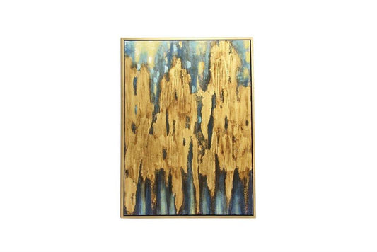 BROWN CANVAS ABSTRACT FRAMED WALL ART WITH GOLD FRAME,