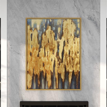 BROWN CANVAS ABSTRACT FRAMED WALL ART WITH GOLD FRAME,