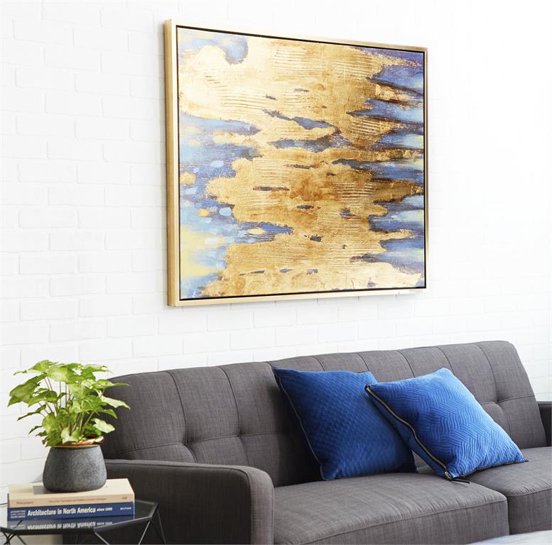 BROWN CANVAS ABSTRACT FRAMED WALL ART WITH GOLD FRAME,