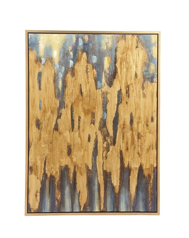 BROWN CANVAS ABSTRACT FRAMED WALL ART WITH GOLD FRAME,