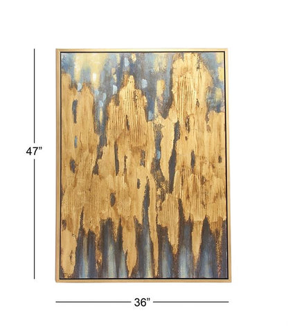 BROWN CANVAS ABSTRACT FRAMED WALL ART WITH GOLD FRAME,