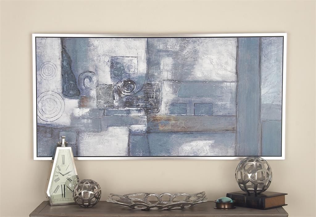 GRAY CANVAS ABSTRACT FRAMED WALL ART WITH SILVER FRAME