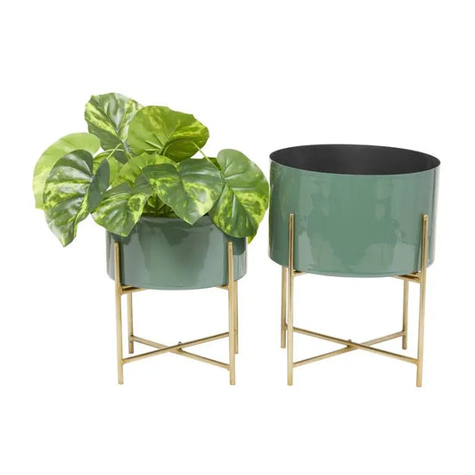 Green Metal Modern Planter,