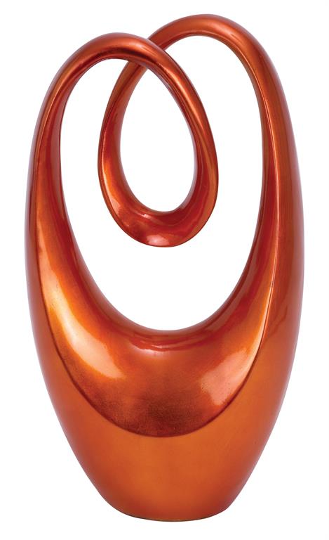 ORANGE POLYSTONE ABSTRACT SWIRL SCULPTURE