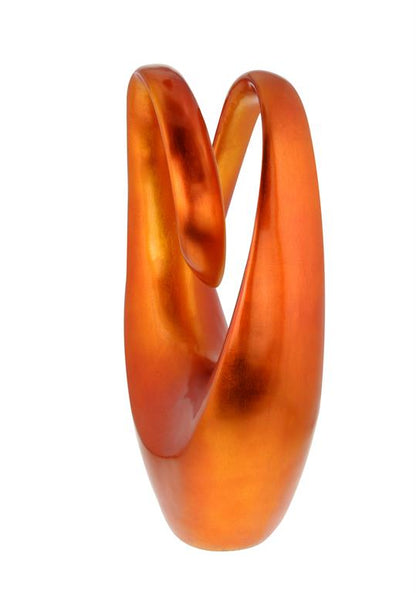 ORANGE POLYSTONE ABSTRACT SWIRL SCULPTURE