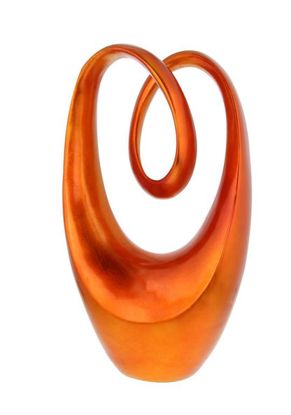ORANGE POLYSTONE ABSTRACT SWIRL SCULPTURE