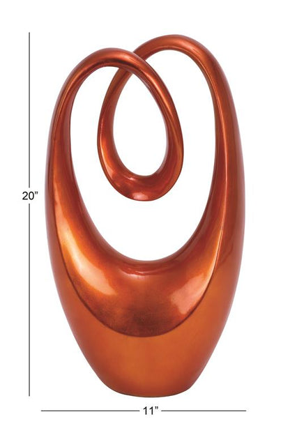 ORANGE POLYSTONE ABSTRACT SWIRL SCULPTURE