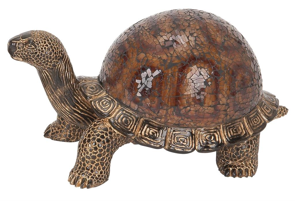 BROWN POLYSTONE TURTLE SCULPTURE