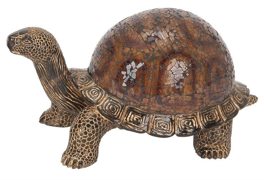 BROWN POLYSTONE TURTLE SCULPTURE