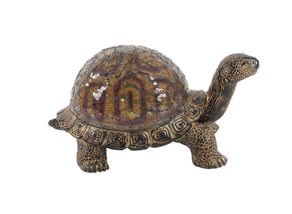 BROWN POLYSTONE TURTLE SCULPTURE