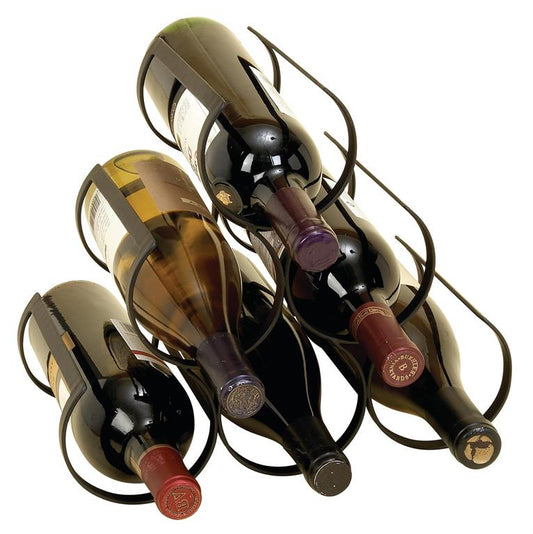 BLACK METAL 6 BOTTLE WINE RACK,