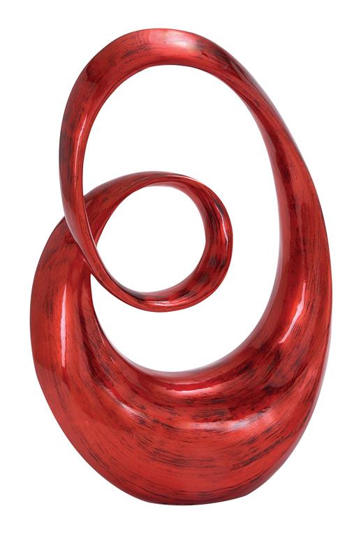 RED POLYSTONE ABSTRACT SWIRL SCULPTURE
