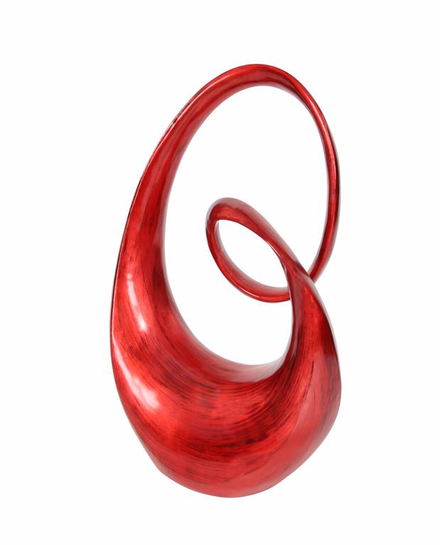 RED POLYSTONE ABSTRACT SWIRL SCULPTURE