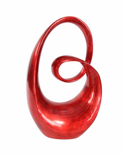 RED POLYSTONE ABSTRACT SWIRL SCULPTURE