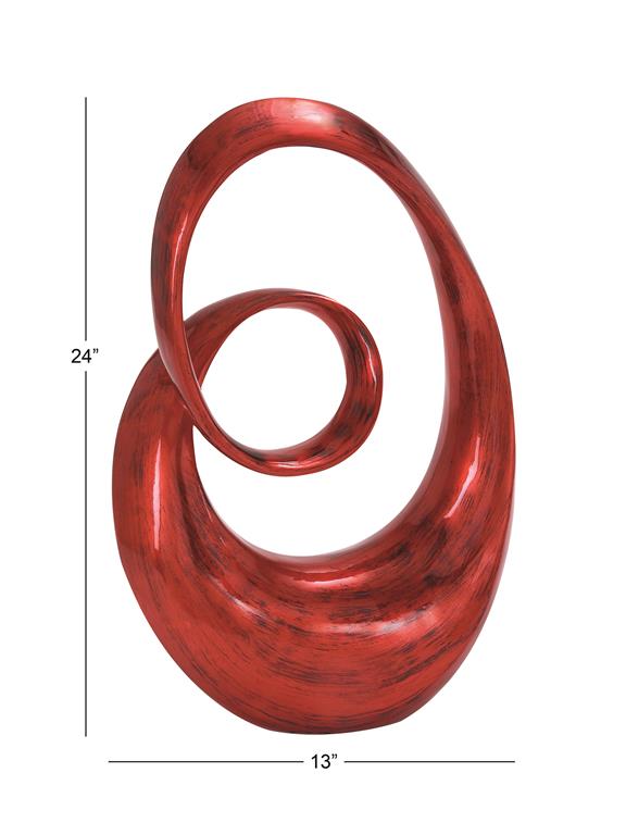 RED POLYSTONE ABSTRACT SWIRL SCULPTURE
