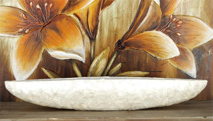 WHITE POLYSTONE DECORATIVE BOWL