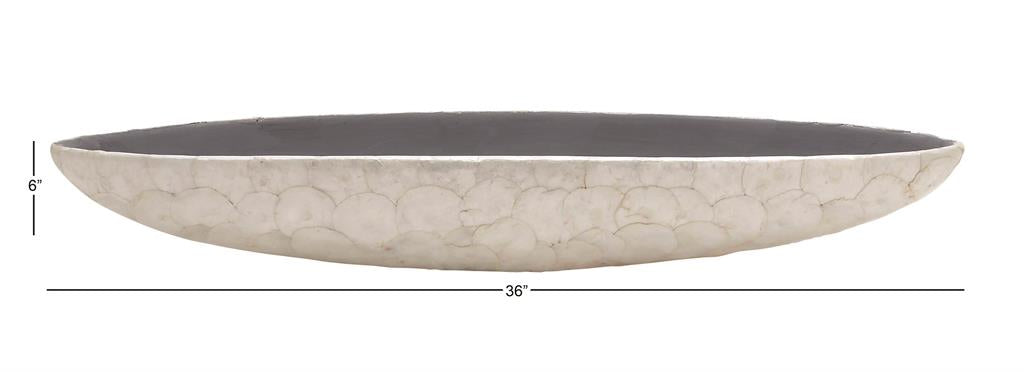 WHITE POLYSTONE DECORATIVE BOWL