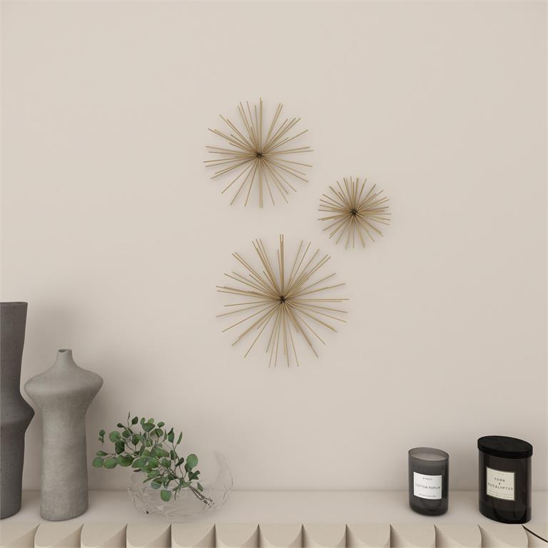 GOLD METAL STARBURST 3D WALL DECOR