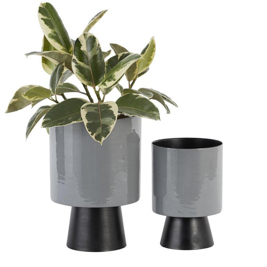 GRAY METAL MODERN PLANTER