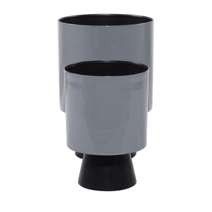 GRAY METAL MODERN PLANTER