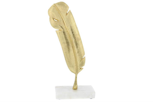 COSMOPOLITAN GOLD ALUMINUM BIRD FEATHER SCULPTUR