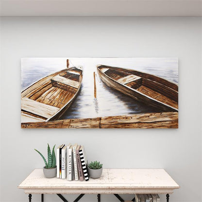 BROWN CANVAS SAIL BOAT WALL ART