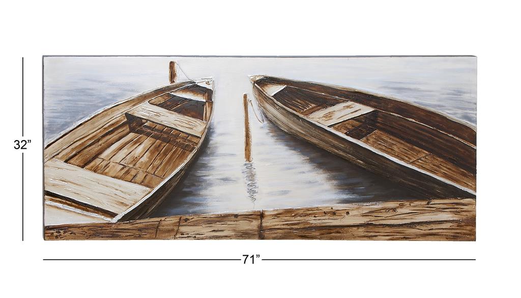 BROWN CANVAS SAIL BOAT WALL ART