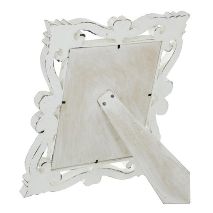 WHITE MANGO WOOD SCROLL HANDMADE INTRICATE CARVED PHOTO FRAME
