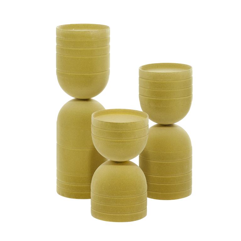SET OF 3 YELLOW METAL MODERN CANDLE HOLDER